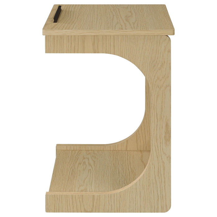 Ralston C-Shaped Lift-Top Sofa Side Table With Casters Light Oak