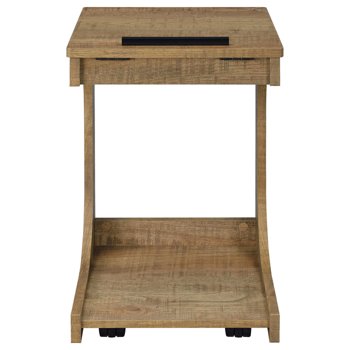Ralston C-Shaped Lift-Top Sofa Side Table With Casters Mango