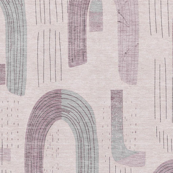 10' X 14' Geometric Washable Area Rug With UV Protection (697548) - Pink / Gray / Silver