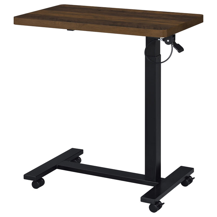 Westpark Pneumatic Adjustable C-Shape Side Table with Casters Dark Pine