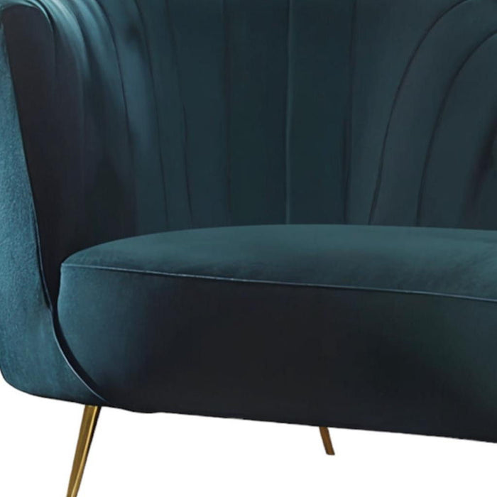 Velvet Curved Sofa With Silver Legs - Green