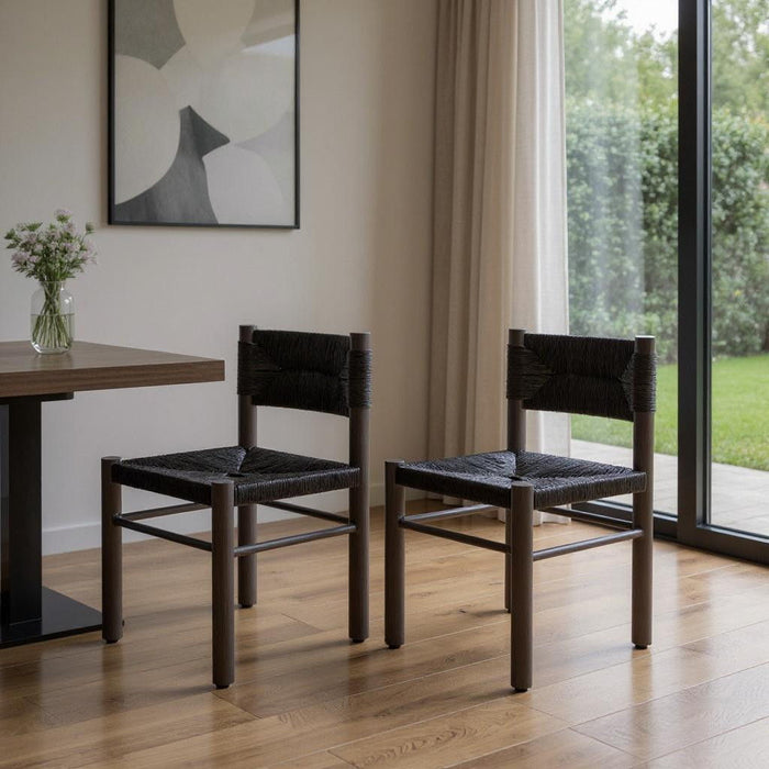 Aluminum Open Back Dining Side Chairs (Set of 2) - Black