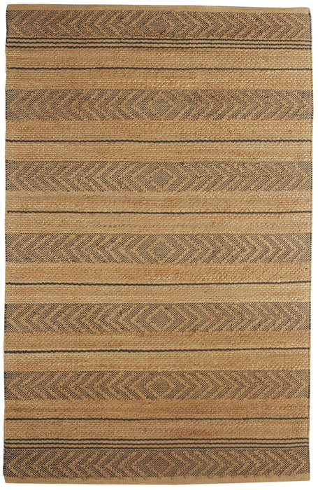 8' x 10' Bohemian Striped Area Rug - Tan And Gray