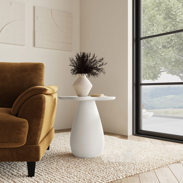 CoasterEveryday Perth 20-inch off-white side table with a cloud-shaped top