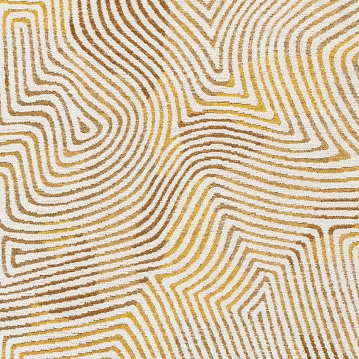 5' Geometric Washable Round Rug With UV Protection (609990) - Beige / Gold / Brown