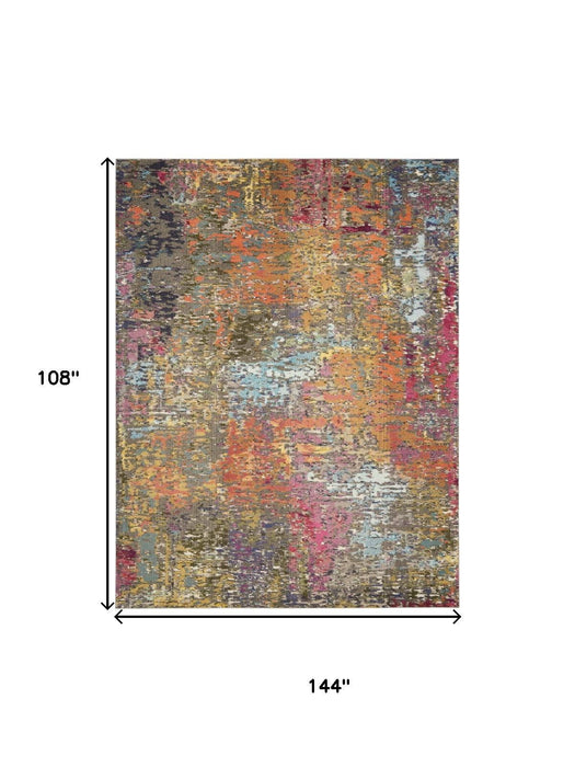 9' X 12' Abstract Non Skid Area Rug (553025) - Blue / Orange