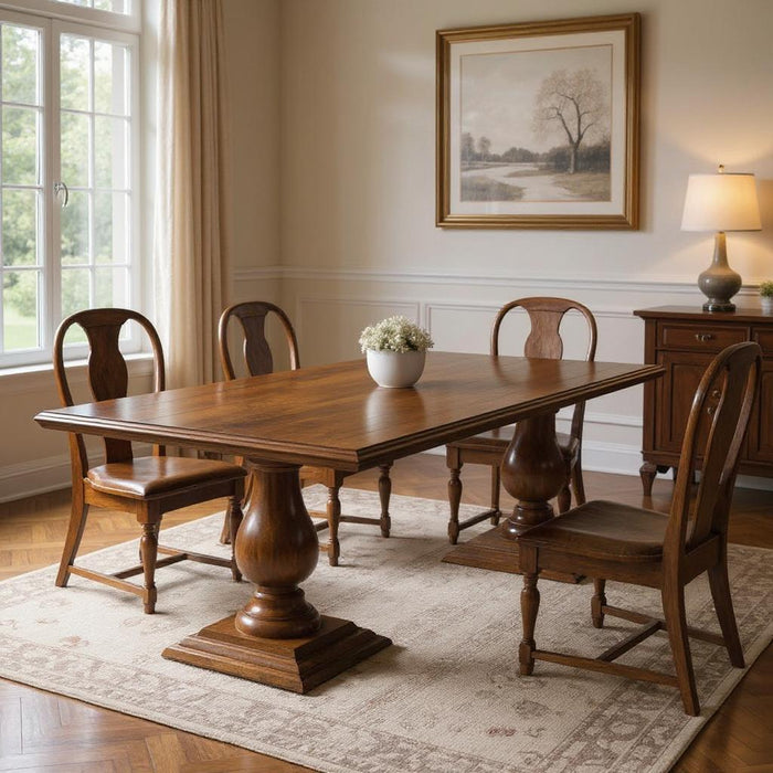 96" Wood Double Pedestal Base Dining Table - Dark Brown