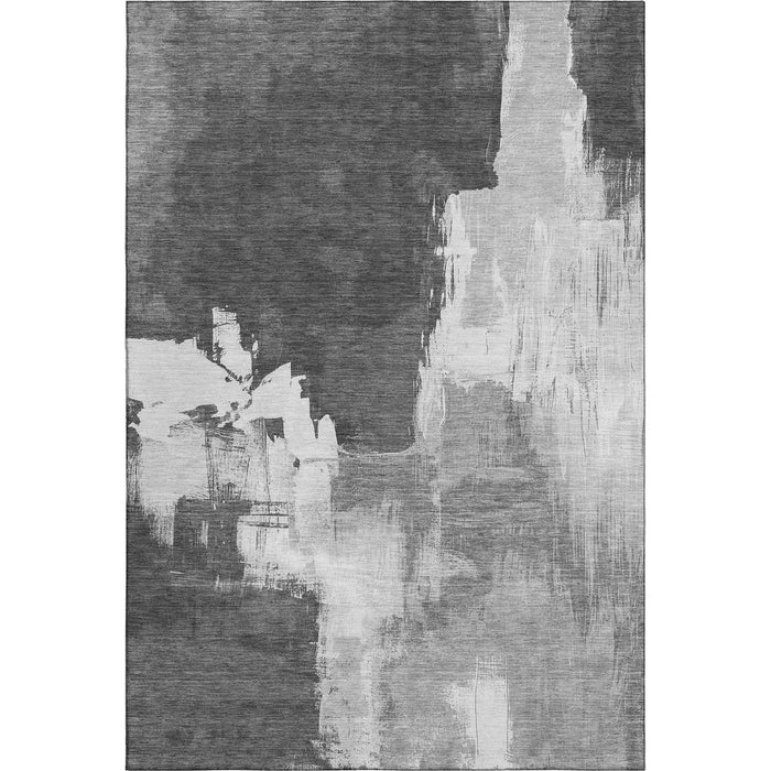 10' X 14' Abstract Washable Area Rug With UV Protection (693048) - Gray / Silver / Charcoal