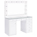 CoasterEssence Acena white high-gloss 7-drawer vanity set with built-in lighting