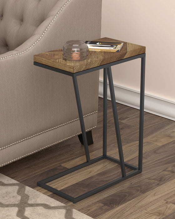 CoasterEveryday Sergio rustic tobacco engineered wood C-shaped side table with compact modern design