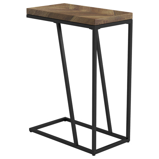 CoasterEveryday Sergio rustic tobacco engineered wood C-shaped side table with sleek rectangular top