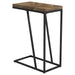 CoasterEveryday Sergio rustic tobacco engineered wood C-shaped side table with sleek rectangular top