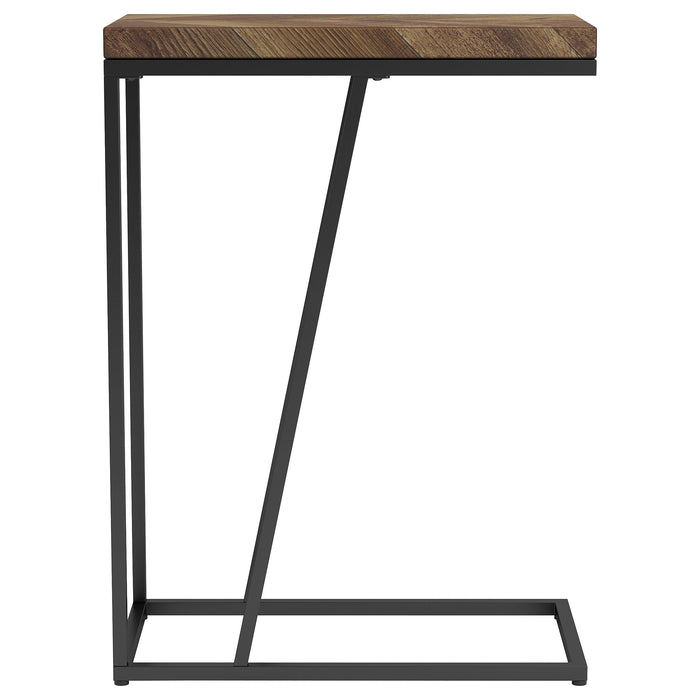 Sergio CoasterEveryday rustic tobacco engineered wood C-shaped side table with open base