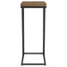 Sergio CoasterEveryday rustic tobacco engineered wood C-shaped side table beside a sofa