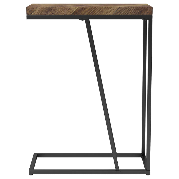 Sergio rustic tobacco engineered wood C-shaped side table by CoasterEveryday