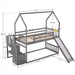 Giga twin over twin house bunk bed with built-in slide, staircase with storage, ideal for kids' bedrooms