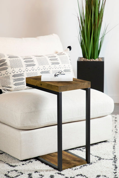 CoasterEveryday Beck rustic nutmeg engineered wood C-shaped sofa side table