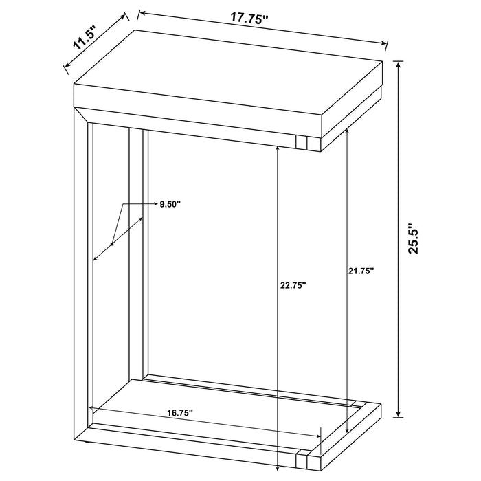 CoasterEveryday Beck rustic nutmeg engineered wood C-shape sofa side table