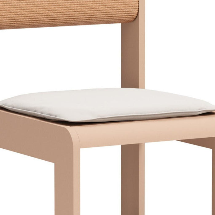 Slipcovered Aluminum Open Back Dining Side Chairs (Set of 2) - White / Natural