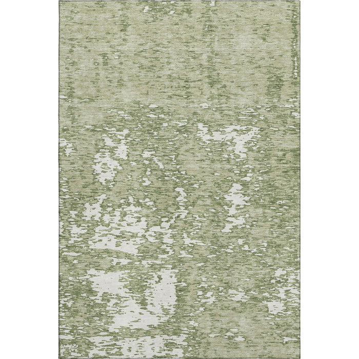 10' X 14' Abstract Washable Area Rug With UV Protection (675204) - Artichoke Green / Ivory