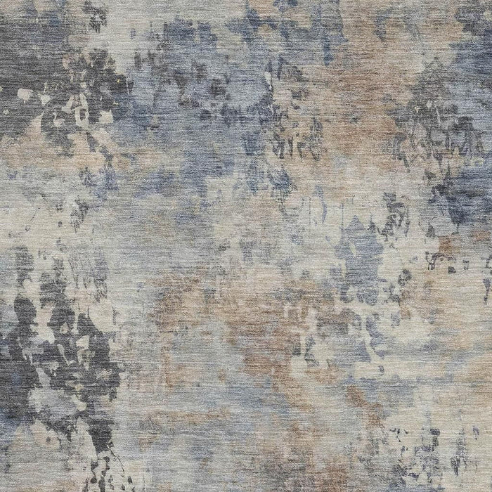 10' X 14' Abstract Washable Area Rug With UV Protection (717140) - Denim Blue / Beige