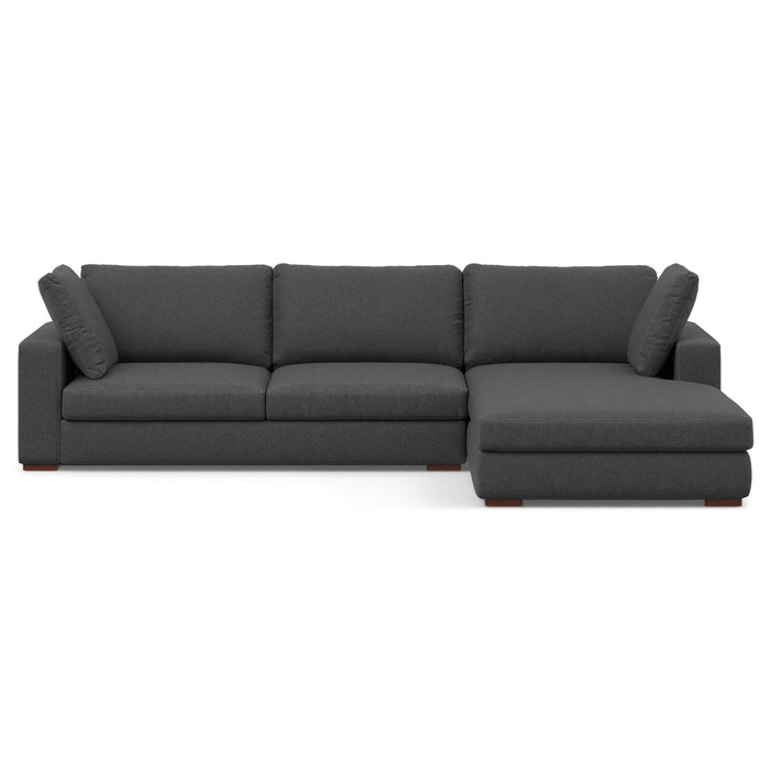 122" Fabric Sofa With Brown Legs - Gray