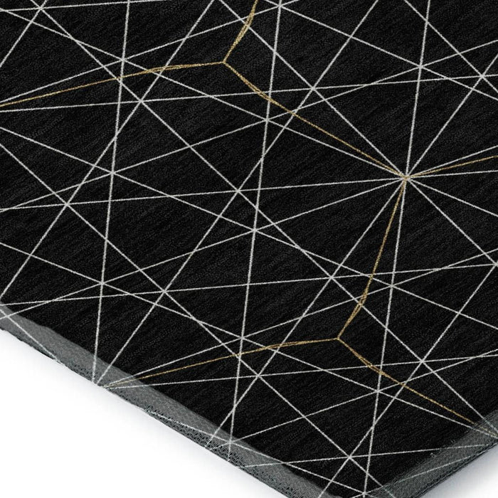 10' X 14' Geometric Washable Area Rug With UV Protection (677855) - Black / Ivory