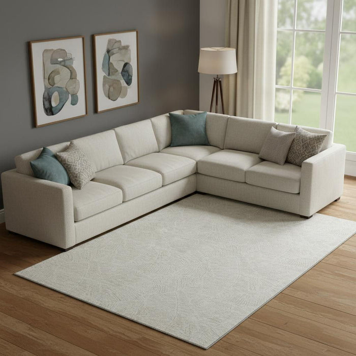 10' X 14' Floral Washable Area Rug With UV Protection (672617) - Ivory / Beige