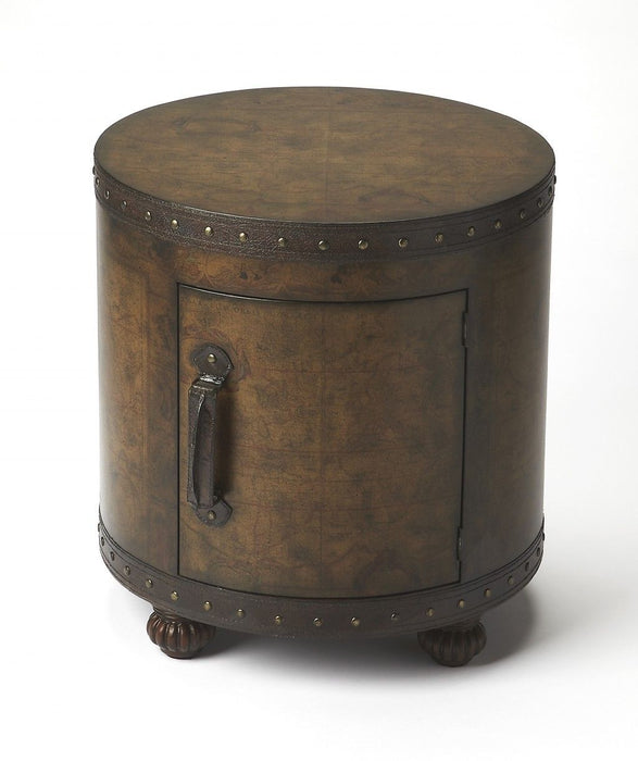Old World Map Duffel Table - Dark Brown