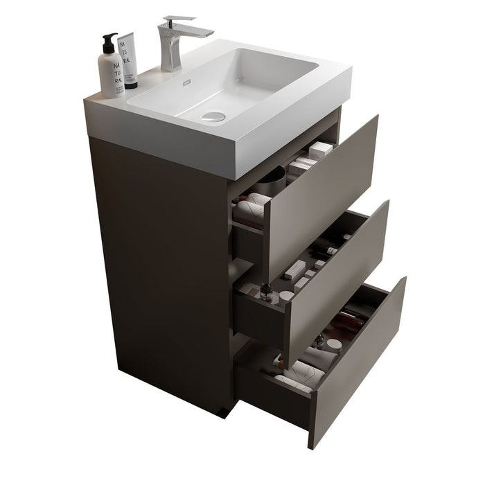 Giga Alice bathroom vanity with one-piece sink basin, large storage, freestanding design for modern bathrooms, without drain and faucet.