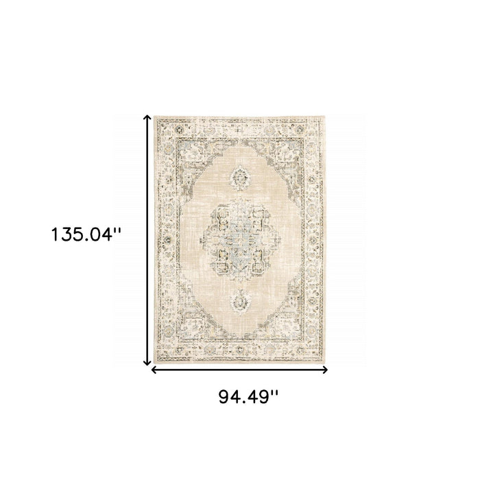 8' x 10' Center Jewel Area Rug - Beige And Ivory