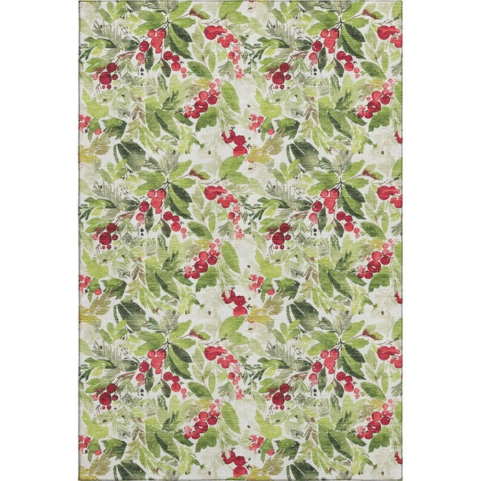10' X 14' Abstract Geometric Washable Area Rug With UV Protection (701864) - Artichoke Green / Red / Ivory