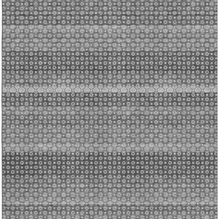 10' X 14' Striped Washable Area Rug With UV Protection (693594) - Gray / Silver / Charcoal