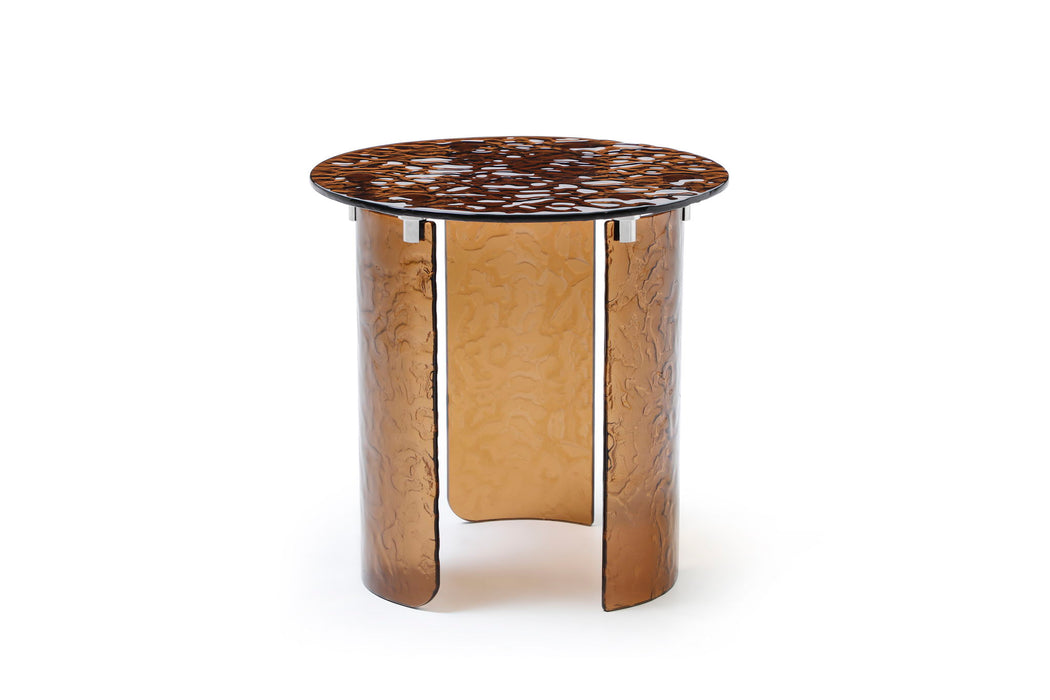 Glass Round End Table - Bronze