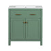 Modern Giga bathroom vanity with ceramic sink, two-door cabinet, shelf, and soft-close doors for sleek bathroom storage.