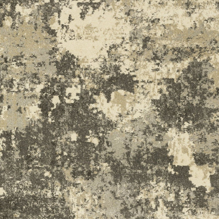 10' x 13' Abstract Power Loom Stain Resistant Area Rug - Charcoal Gray Beige And Tan