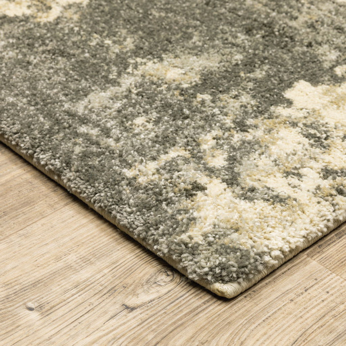 6.6' x 9.5' Abstract Power Loom Stain Resistant Area Rug - Charcoal Grey Beige And Tan