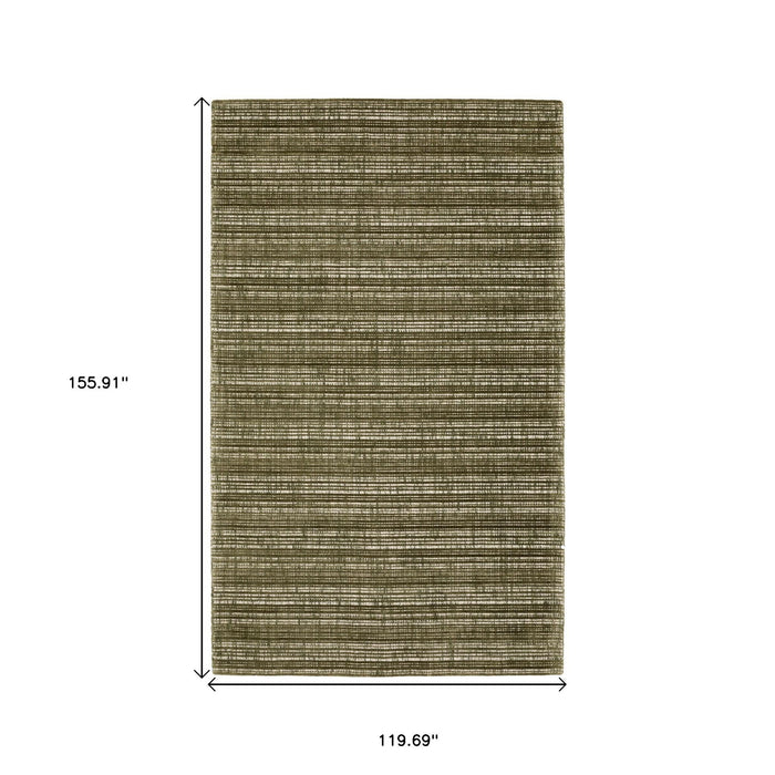 10' X 13' Striped Hand Tufted Area Rug - Green And Ivory