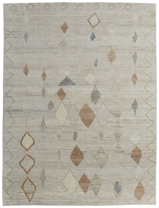 9' X 13' Moroccan Hand Knotted Area Rug - Tan
