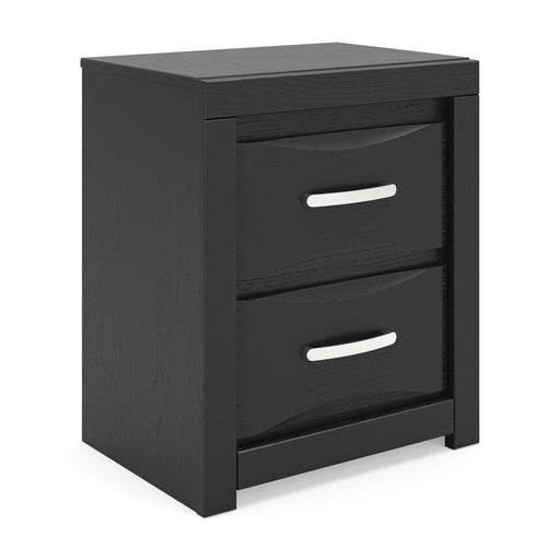 Black Stabotta nightstand with two drawers and built-in charging station, from Signature Design by Ashley®.