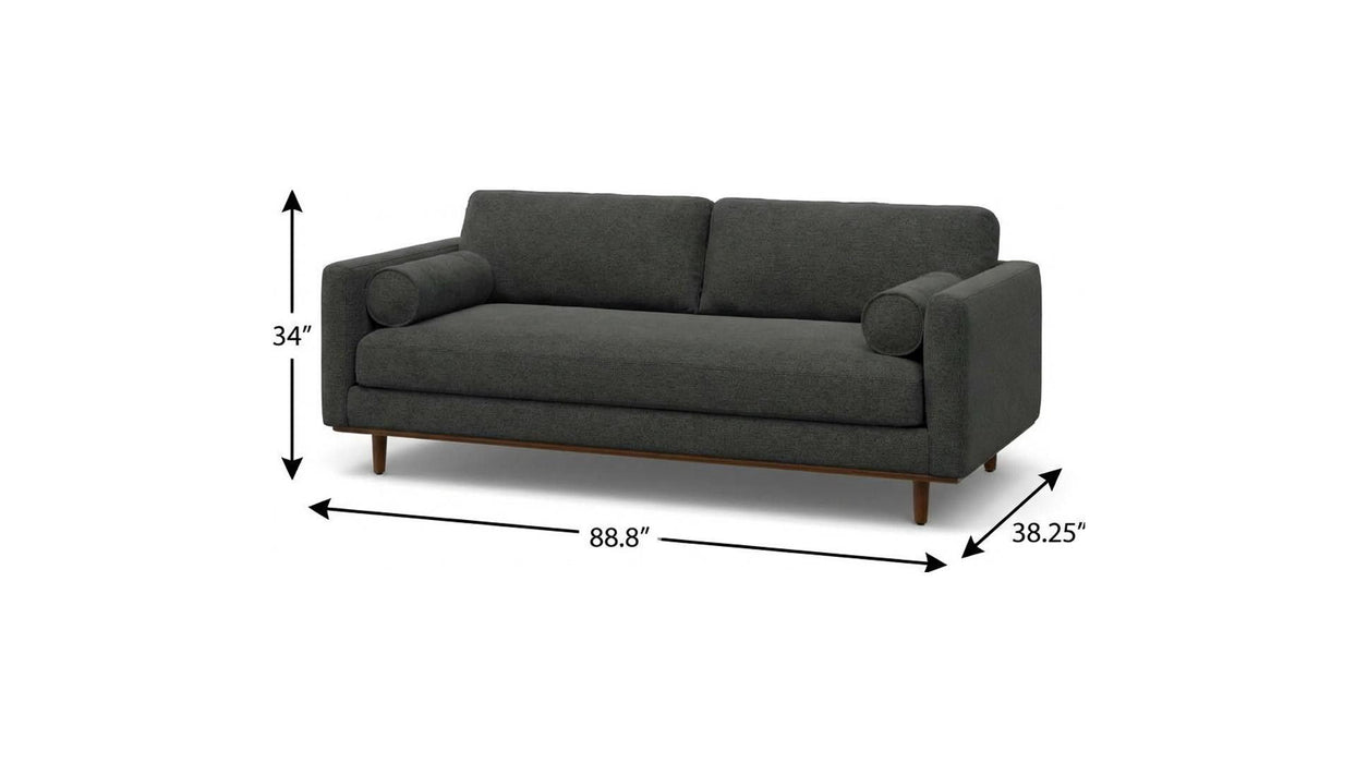 89" Sofa With Brown Legs - Gray