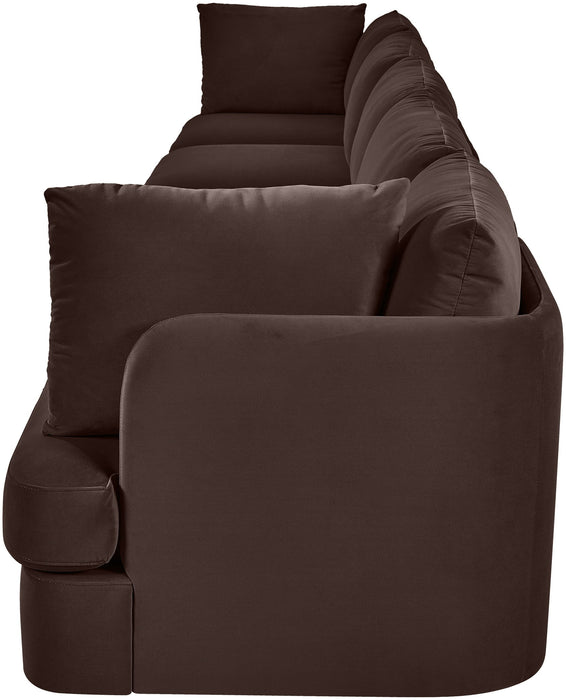 Meridian Furniture Hammond velvet performance fabric 5-piece sectional sofa with upholstered cushions and modern design.