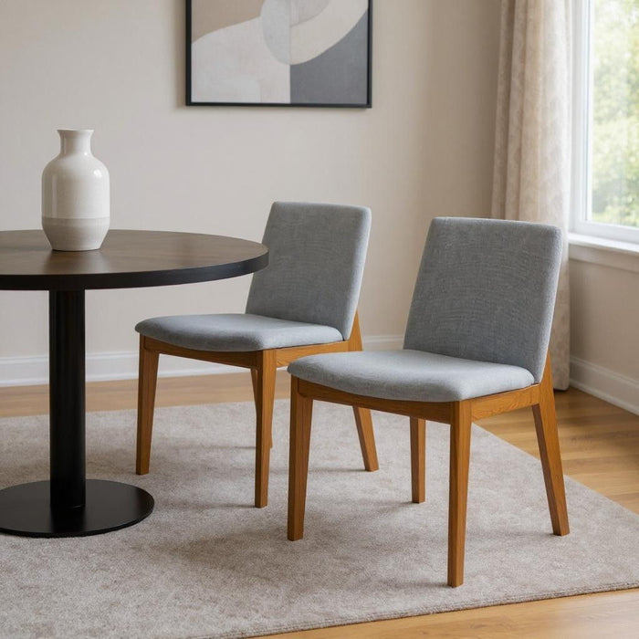 Wood Dining Parsons Chairs (Set of 2) - Walnut / Gray