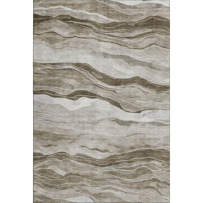 10' X 14' Striped Washable Area Rug With UV Protection (692505) - Brown / Beige