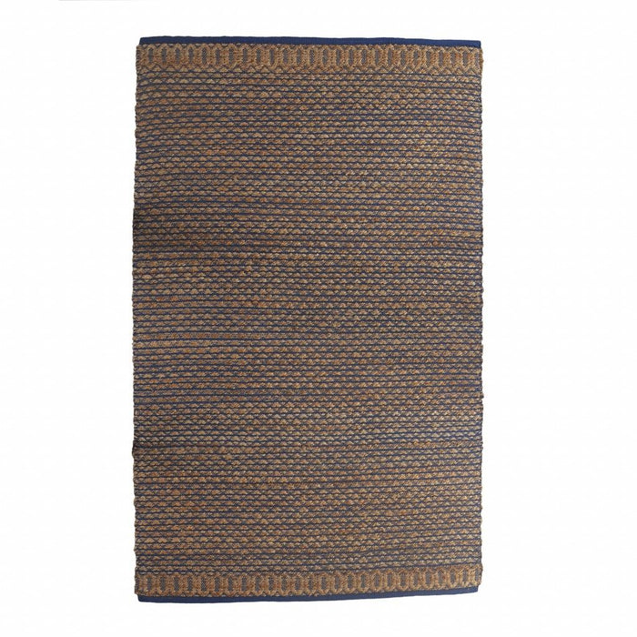 8' x 10' Detailed Lattice Area Rug - Tan And Blue