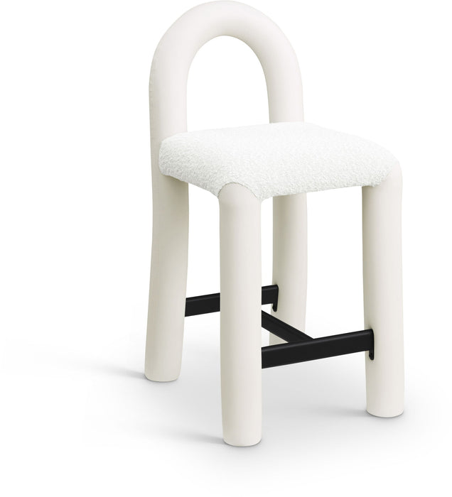 Amari - Vegan Leather and Boucle Fabric Stool