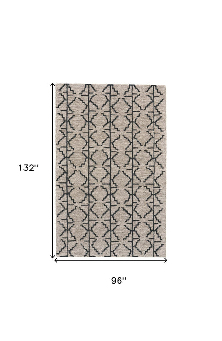 8' x 11' Wool Geometric Tufted Handmade Stain Resistant Area Rug - Black Taupe And Gray