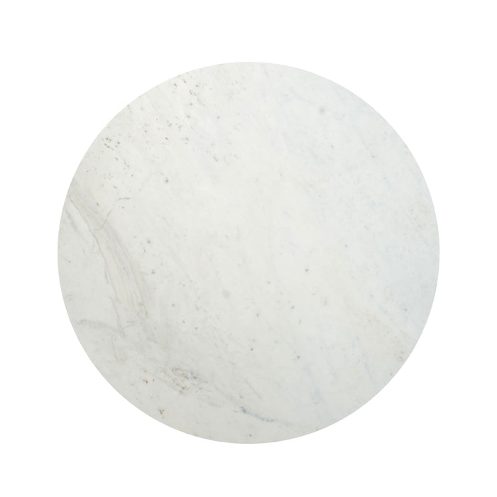 White and black marble and iron round coffee table with cross legs by HomeRoots, 55-inch diameter, modern design.