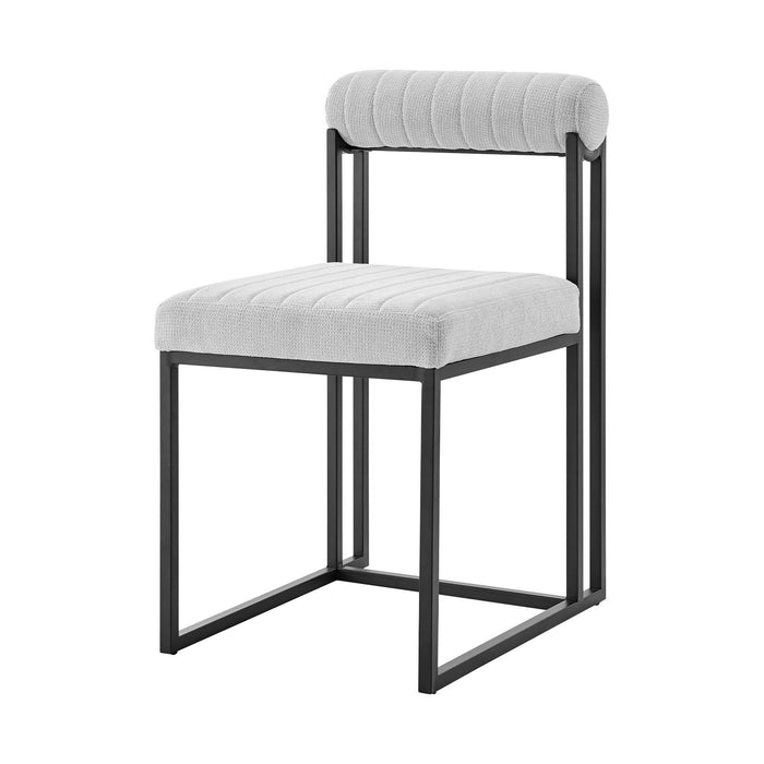 Upholstered Polyester Open Back Dining Side Chairs (Set of 2) - Pearl Silver