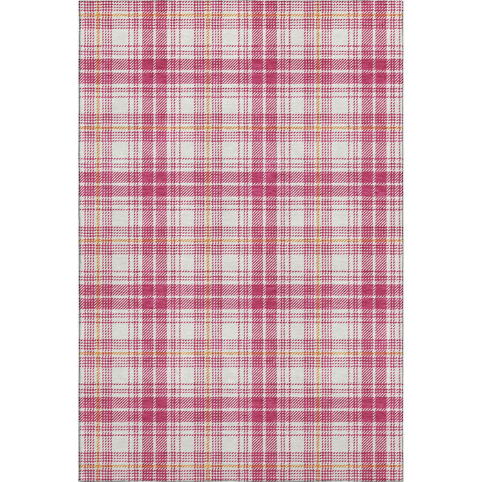 10' X 14' Plaid Washable Area Rug With UV Protection (678221) - Blush / Ivory / Orange
